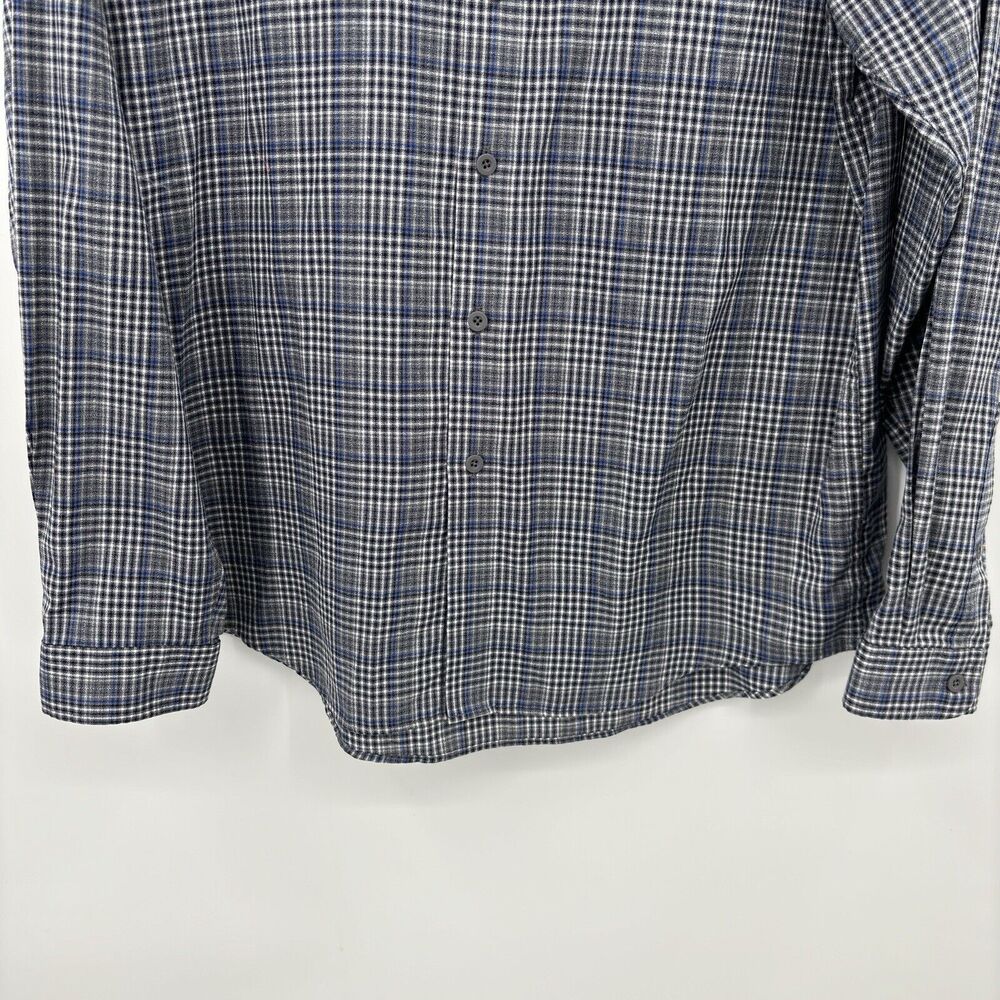 Joseph Abboud Gray Plaid Button Down Shirt Large Classic Minimalist Officewear - Picture 3 of 7